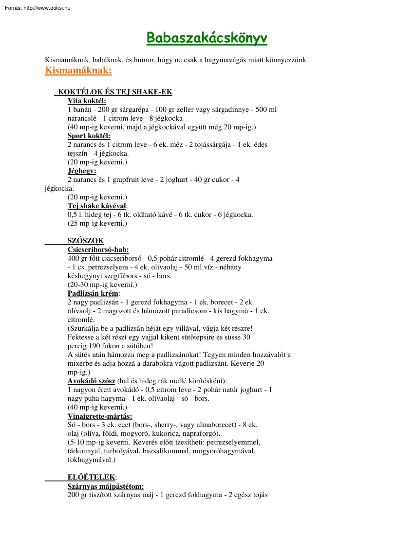 Babaszakácskönyv