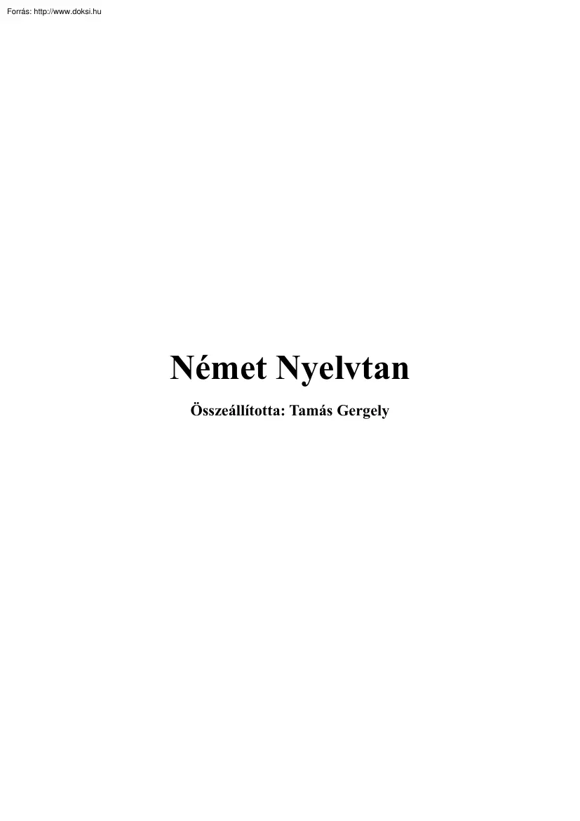 Tamás Gergely - Német nyelvtan