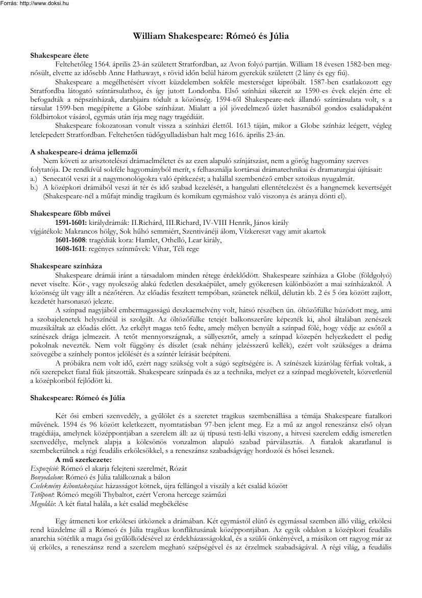 William Shakespeare - Rómeó és Júlia