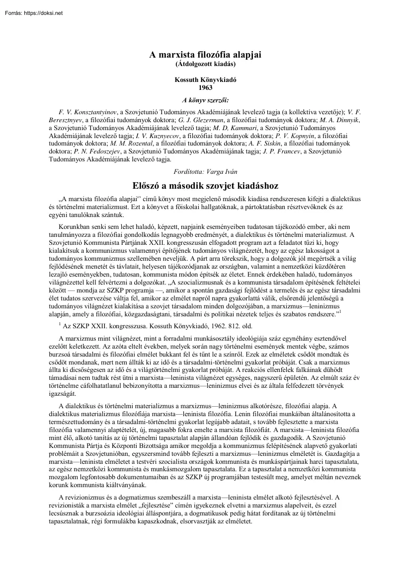 A marxista filozófia alapjai