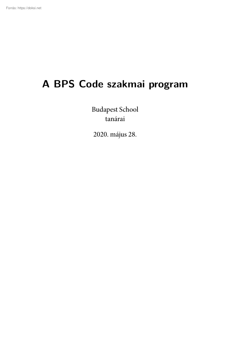 A BPS Code szakmai program