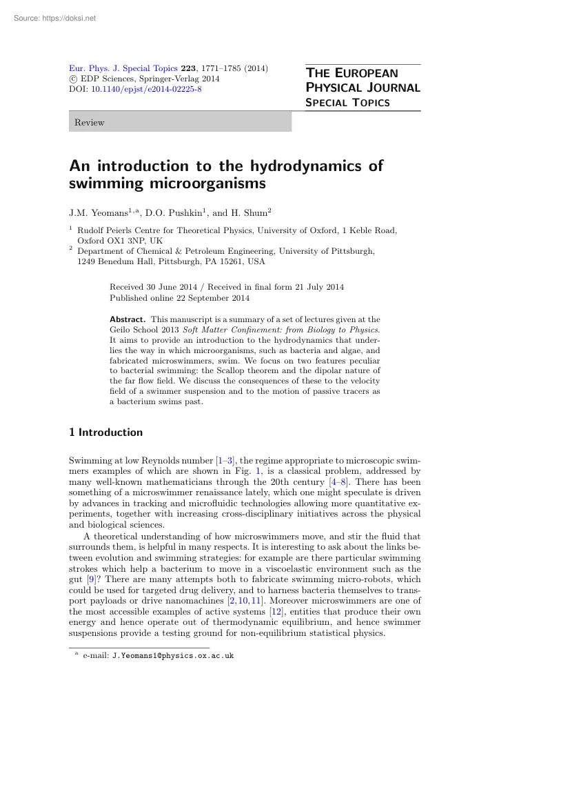 An introduction to the hydrodynamics of swimming microorganisms