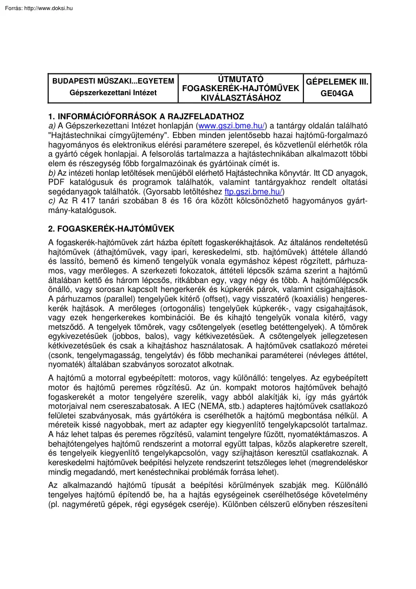 Karsai Géza - Útmutató fogaskerék-hajtóművek kiválasztásához