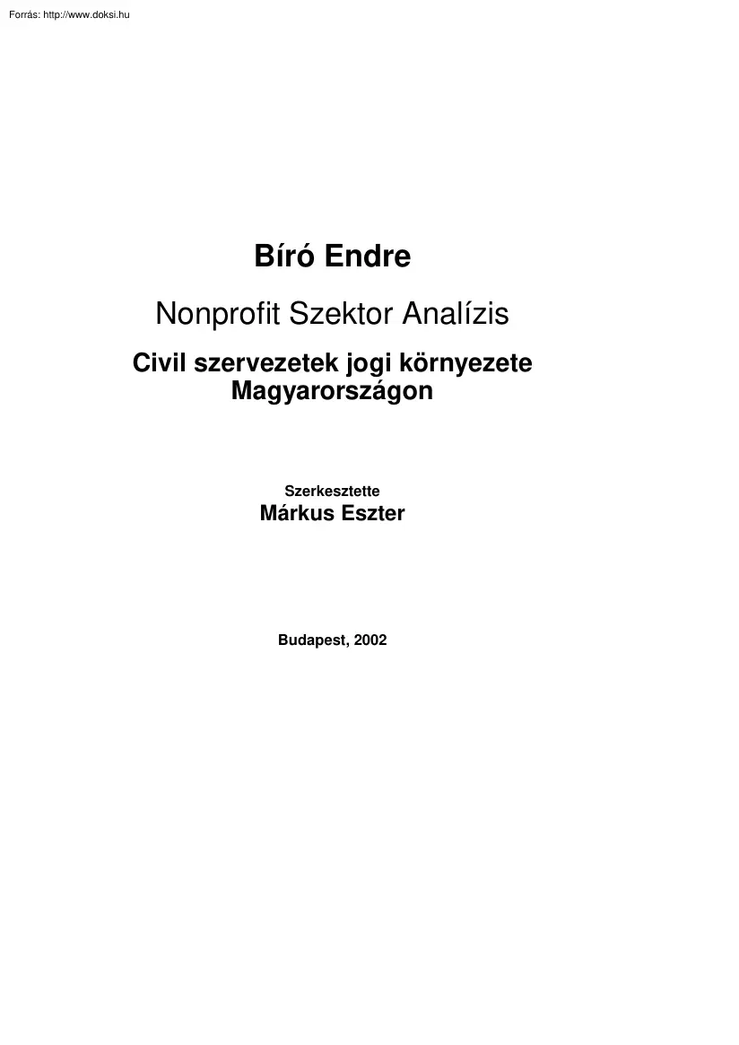 Bíró Endre - Nonprofit Szektor Analízis
