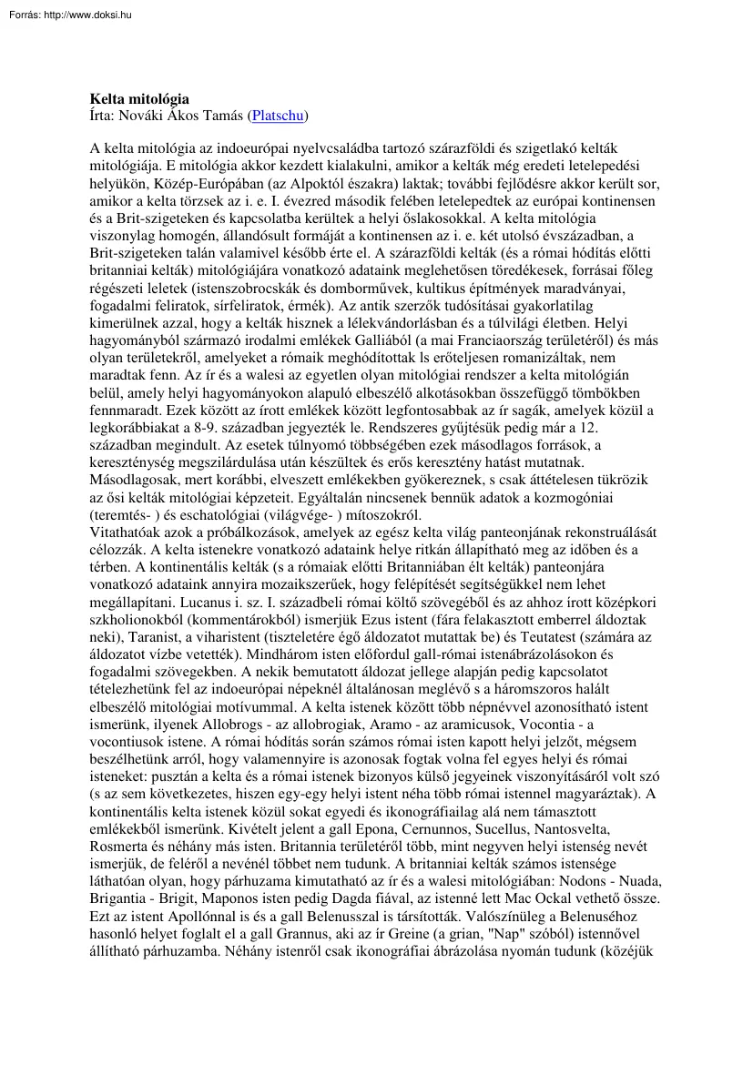 Nováki Ákos Tamás - Kelta mitológia