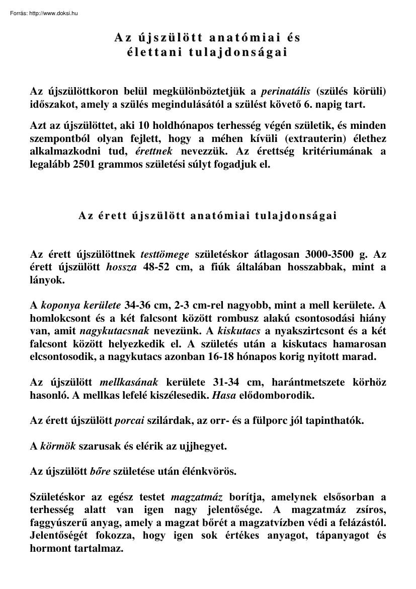 A csecsemő fejlődése
