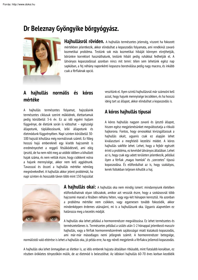 Dr. Beleznay Gyöngyike - Hajhullásról
