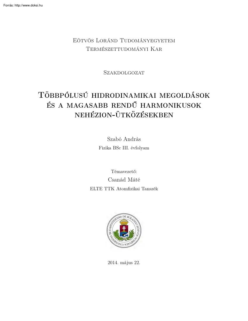 Szabó András - Többpólusú hidrodinamikai megoldások