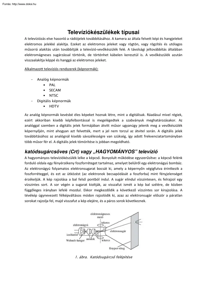 Televíziókészülékek típusai