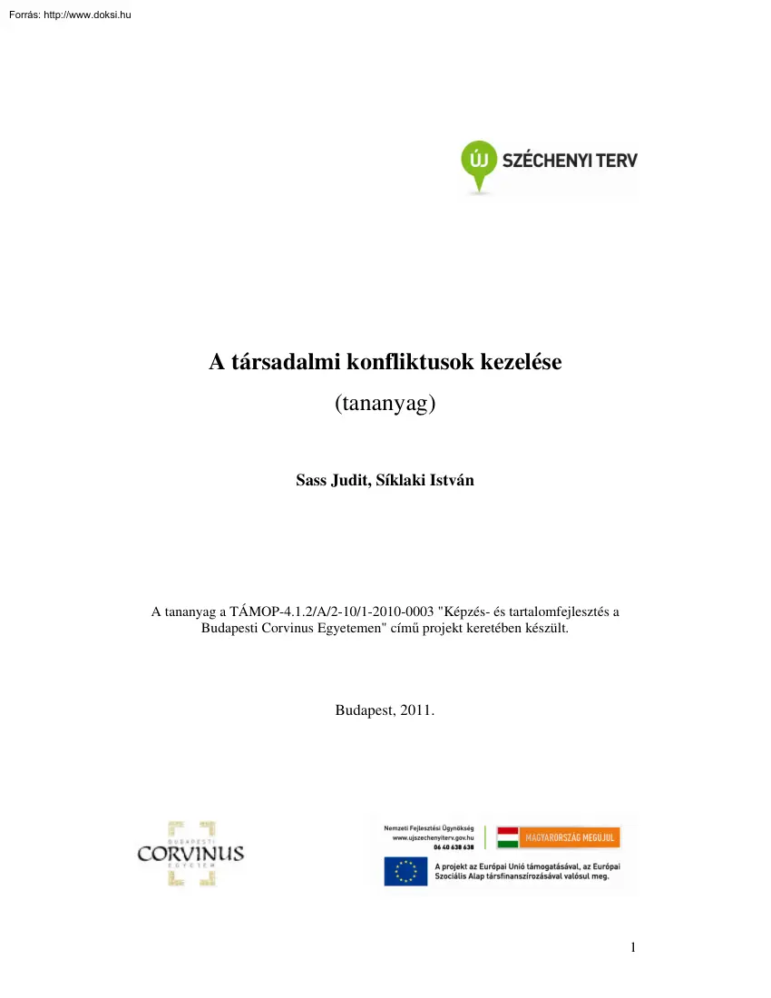 Sass-Síklaki - A társadalmi konfliktusok kezelése