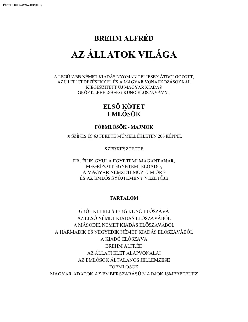 Brehm Alfréd - Az állatok világa I