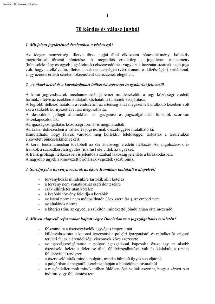 70 kérdés és válasz jogból