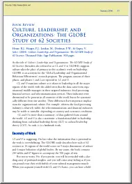 Culture, Leadership and Organizations