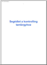 Segédlet a kontrolling tantárgyhoz