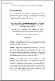 Motivation and Gender Differences in Learning Spanish as a Foreign Language in a Malaysian Technical University