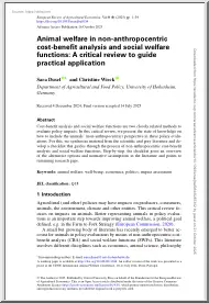 Animal welfare in non-anthropocentric cost-benefit analysis and social welfarefunctions, A critical review to guide practical application