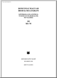 Romániai Magyar Irodalmi Lexikon Kh-M III.