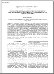 Cipriana-Elena Peica - Two solutions for Quality Assurance in Learning-teaching Romanian, Unitary Contents and an Official Romanian Grammar