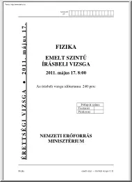 Fizika emelt szintű írásbeli