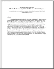 A Practical Plan for Integrating Sustainability Education in the Student Experience