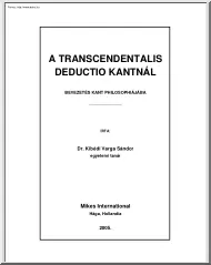 Dr. Kibédi Varga Sándor - A transcendentális deductio Kantnál