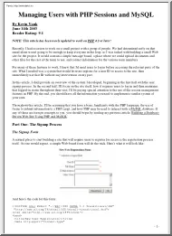Managing Users with PHP Sessions and MySQL