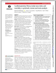 Cardiorespiratory fitness, body mass index and mortality, a systematic review and meta-analysis