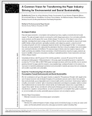 A Common Vision for Transforming the Paper Industry, Striving for Environmental and Social Sustainability