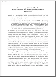 Adela Souralova - Vietnamese Immigrants in the Czech Republic, Hiring a Czech Nanny as a Post-Migratory Family Settlement Strategy
