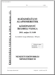 Egészségügyi alapismeretek középszintű írásbeli érettségi vizsga megoldással, 2011