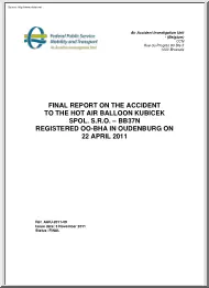 Final Report in the Accident to the Hit Air Balloon Kubicek