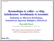 Horváth Dezső - Kozmológia és