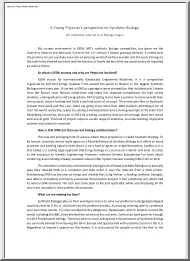 Young Physicists Perspective on Synthetic Biology
