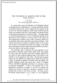 The teaching of Agriculture in the High School