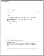 Ann C. Hodges - The Interplay of Civil Service Law and Collective Bargaining Law in Public Sector Employee Discipline Cases