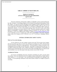 Annual Meeting of Stockholders, Great American Bancorp, INC.