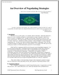 An Overview of Negotiating Strategies