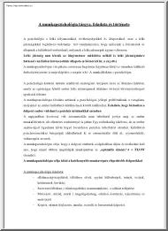 A munkapszichológia tárgya, feladata és története
