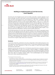 Briefing on Implementation of Civil Service Act, Czech Republic