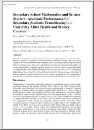 Andertona-Hinea-Joycea - Secondary School Mathematics and Science Matters, Academic Performance for Secondary Students Transitioning into University Allied Health and Science Courses