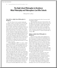 Benjamin Lukey - The High School Philosopher in Residence, What Philosophy and Philosophers Can Offer Schools