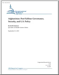 Kenneth Katzman - Afghanistan, Post-Taliban Governance, Security, and U.S. Policy