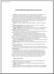 Basic information about metals and alloys
