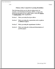 Policies of the Council for Learning Disabilities