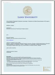 Johan Axhamn - Cross-Border Extended Collective Licensing, A Solution to Online Dissemination of Europes Cultural Heritage