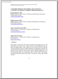 Jackel-Fodor-Csiszárik - Consumer Opinions about Print and Online Pay Contents According to Primary Research Result