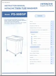 Instruction Manual Hitachi Twin-Tub Washer, model PS-99BSP
