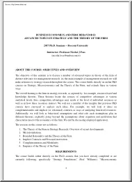 Advanced Topics in Strategy and the Theory of the Firm