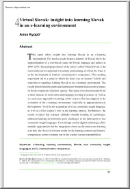 Anna Kyppö - Virtual Slovak, insight into learning Slovak in an e-learning environment