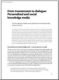 From Transmission to Dialogue, Personalised and Social Knowledge Media